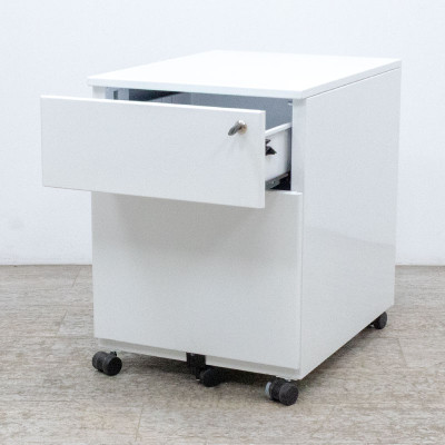 Caisson 2 tiroirs Blanc avec clé