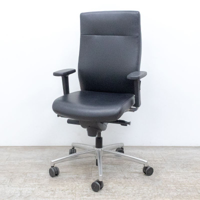 Fauteuil de bureau reconditionné TREND OFFICE Sim'O en cuir noir