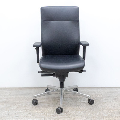Fauteuil de bureau reconditionné TREND OFFICE Sim'O en cuir noir