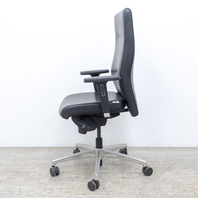 Fauteuil de bureau reconditionné TREND OFFICE Sim'O en cuir noir