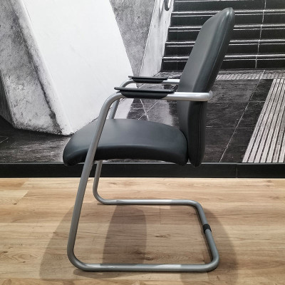 Chaise en similicuir Noir / Gris