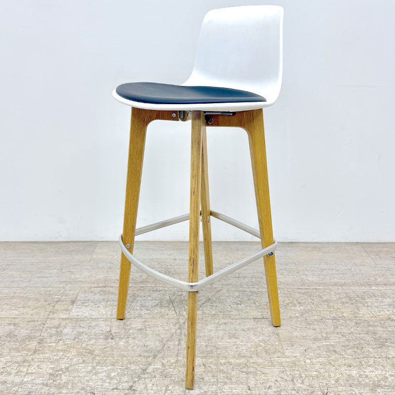 Tabouret d'occasion reconditionné Enea Lottus Wood Blanc Noir