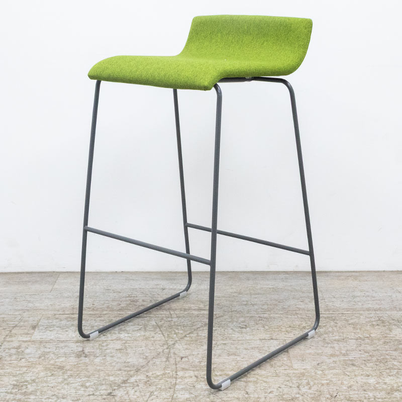 Tabouret haut en tissu Vert / Gris
