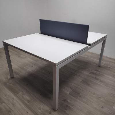 Bench 2 postes L120 Blanc / Gris