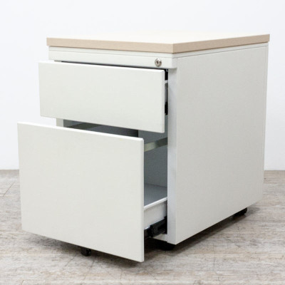 Caisson 2 tiroirs top Chêne / Blanc
