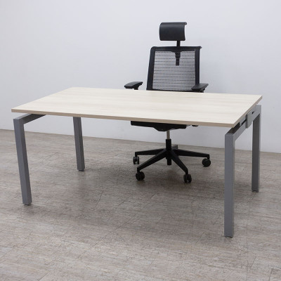 Bureau L160 Acacia / Gris Aluminium