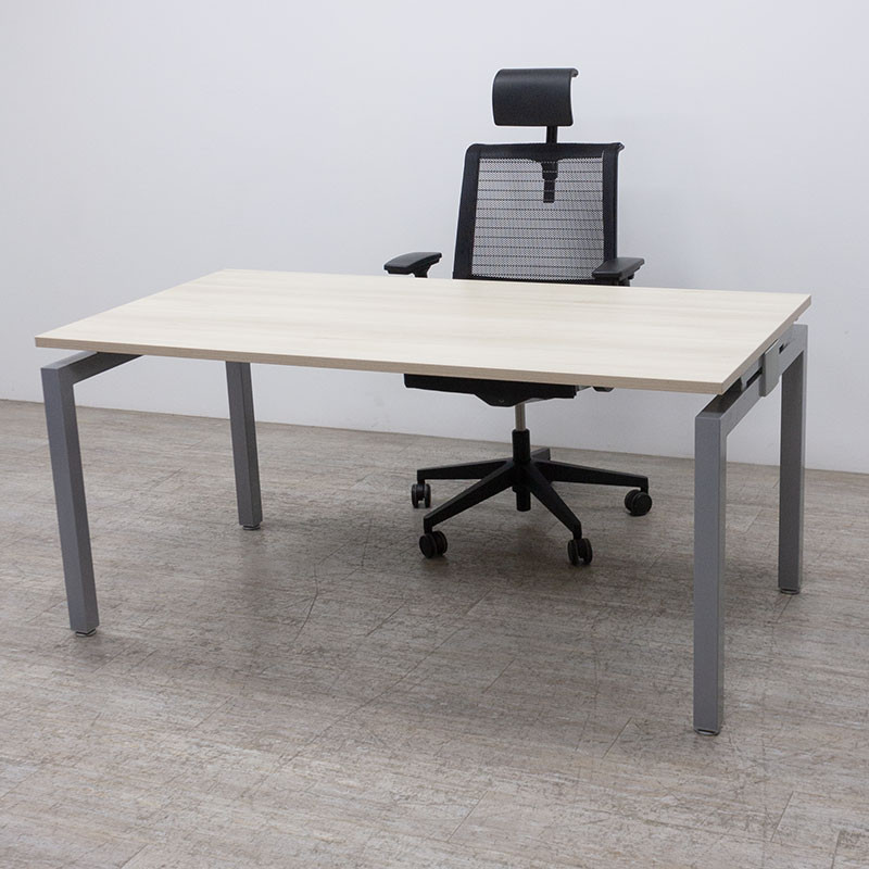 Bureau L160 Acacia / Gris Aluminium