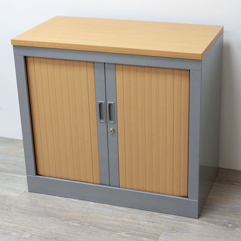 Armoire mini L80 Hêtre / Gris