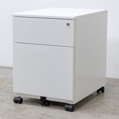Caisson 2 tiroirs Blanc avec clé