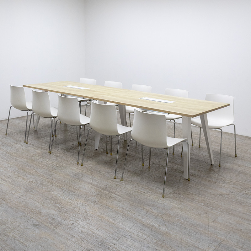Table de réunion L300 Chêne / Blanc