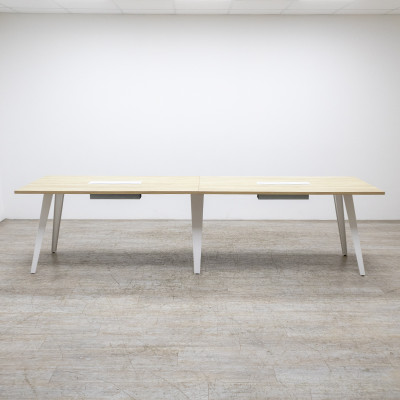 Table de réunion L300 Chêne / Blanc