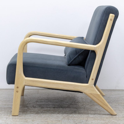  Fauteuil Détente tissu Gris / Bois