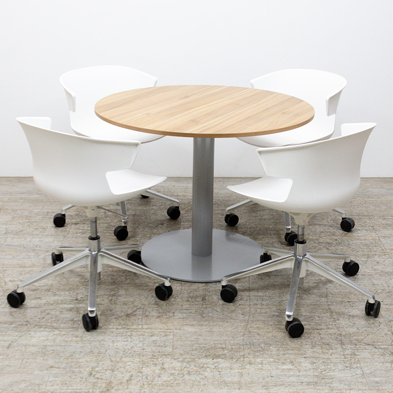 Table ronde Ø100 Chêne / Gris
