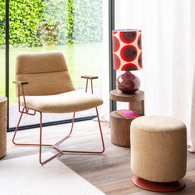 HOME Stiléa pouf en tissu Beige