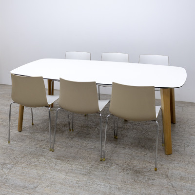 Table de réunion L200 Blanc / Bois