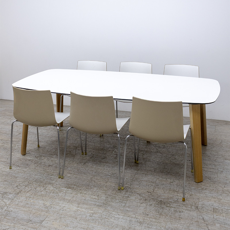 Table de réunion L200 Blanc / Bois