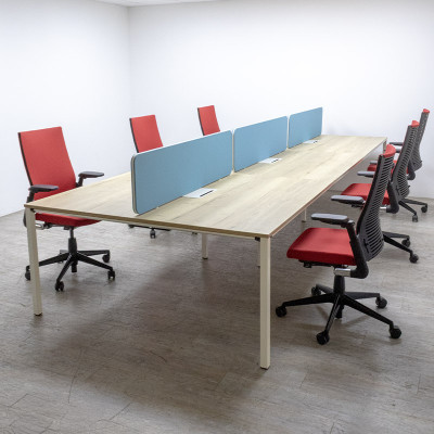 SEDUS bench 6 postes Chêne / Bleu