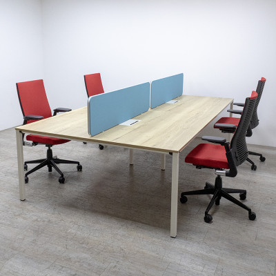 SEDUS bench 4 postes Chêne / Bleu