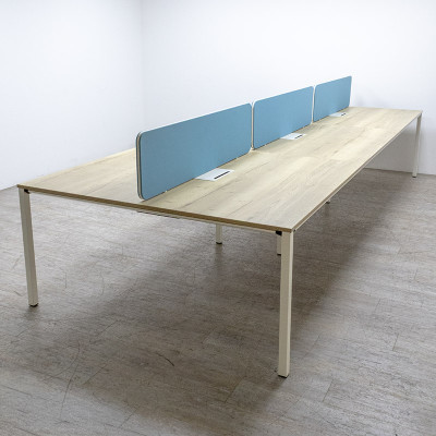 SEDUS bench 6 postes Chêne / Bleu