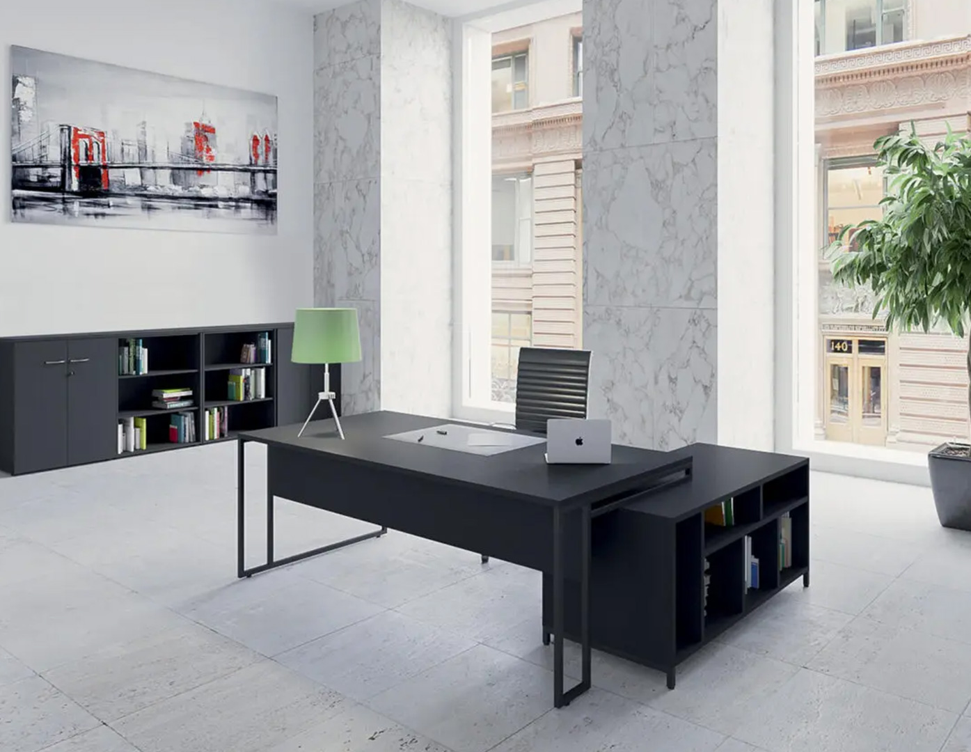 aménagement d'un bureau de direction épuré