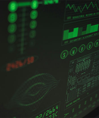 écran avec interface vert